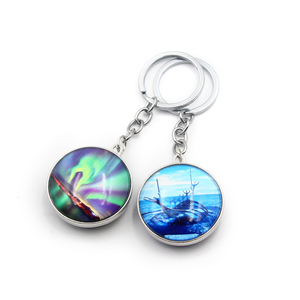 Wholesale Double Side Custom Printing Custom Key Chain Glass Transparent Glass With Keyring