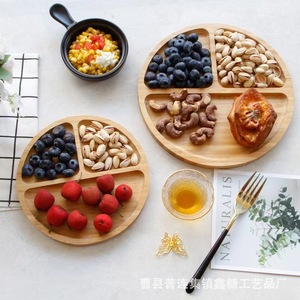 Bamboo and wood baby dinner plate, Western-style divided <b>tray</b>, dried fruit plate, children's divided plate, bamboo tea <b>tray</b>, - Product Image 2