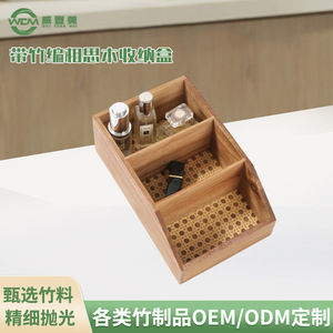 Custom-made bamboo desktop organizer <b>boxes</b> for jewelry, <b>tea</b> bags, cosmetics, office, and living room use; multi-compartment - Product Image 4