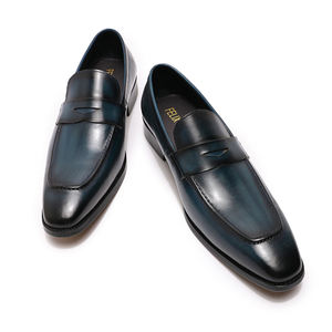 حذاء رجالي كاجوال أنيق من الجلد الطبيعي باللون الكحلي - Product Image 3