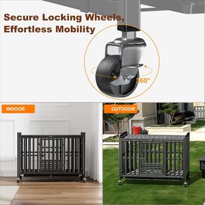 Caisse pour chien robuste de 42 pouces, cadre en acier épaissi, chenil indestructible pour grands chiens très anxieux, 3 portes, 4 roues verrouillables, 2 - Product Image 4