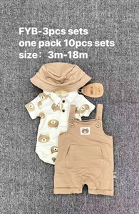 C28xl उच्च गुणवत्ता 3 pccc28xl ने नवजात शिशु के कपड़े फैशन ग्रीष्मकालीन शिशु के कपड़े फैशन गर्मियों में 3-18 मीटर टोपी पैंट बनाई कपास - Product Image 4