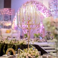 ZT-361 Décoration internationale 25 bras mariage candélabres en métal avec cylindre en verre