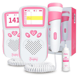 Moniteur de fréquence cardiaque fœtale Banglijian 2,5 MHz Doppler portable pour usage domestique, couleur rose, avec batterie intégrée et gel d'échographie médical - Product Image 1