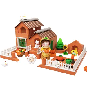 380件轻质粘土DIY建筑房屋可重复使用的真迷你砖建筑砌块手工花园房屋儿童建筑瓷砖玩具