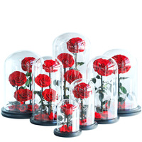 Cadeau floral personnalisé de luxe, beauté intemporelle, cadeau de Noël, fleur éternelle sous cloche en verre, boîte cadeau rose