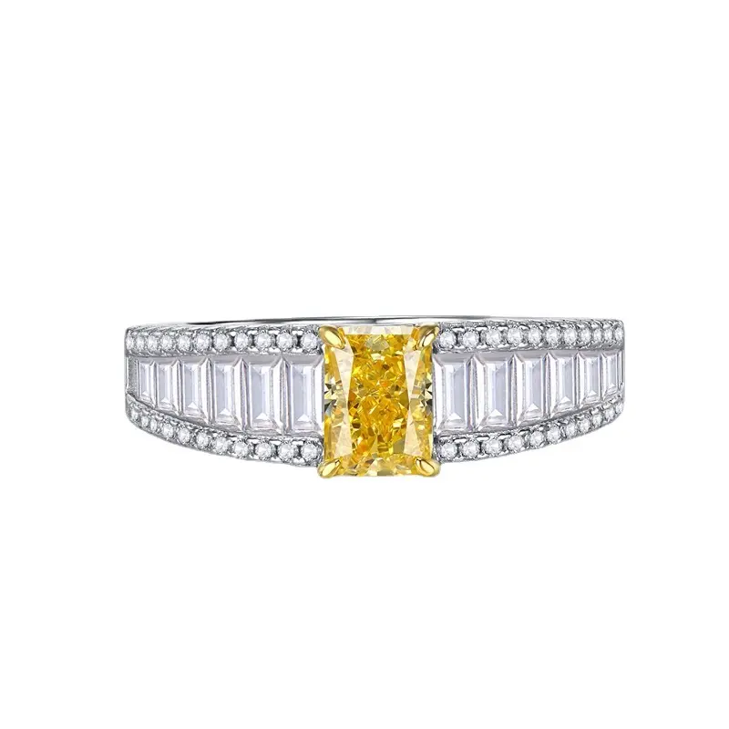 925 Серебряный высокоуглеродный бриллиант предковый желтый бриллиант 5*7 мм Сияющий Ограненный Свадебный Бижутерия
