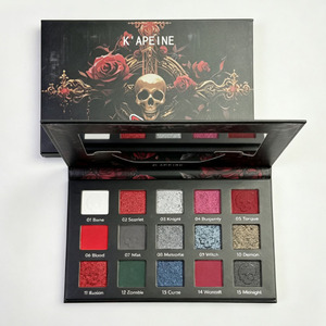 15 Color Highly Pigmented Matte Shimmer <b>Glitter</b> Eyeshadow Palette <b>Red</b> Black Gothic Eye Makeup Palette For Halloween Party - Product Image 4