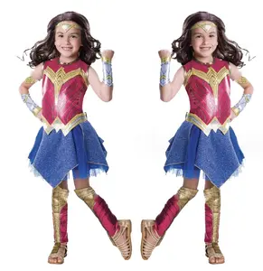 Custom Wonder Vrouw Halloween Kostuum Cosplay Gladiator Uniform Voor Meisjes 3-8 Jaar Oud