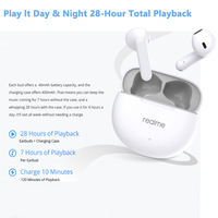 Audífonos Realme Buds T01 Semi-In-Ear, Resistentes al Agua IPX-4, con Controlador de 5.4 13mm, Indicador LED de Batería, Cancelación de Ruido ENC, Baja Latencia