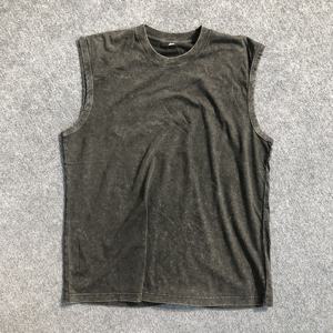 Venta al por mayor de 100% algodón personalizado para la impresión de Estilo Vintage lavado con ácido estilo retro camisas Streetwear ropa sin mangas Tank Top hombres - Product Image 3