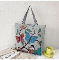 Sac à main fourre-tout brodé de fleurs mignonnes de grande capacité pour femmes Style décontracté avec fermeture à glissière à double poignée Prix Sac à provisions