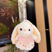 Porte-clés Lapin en Peluche Blanc avec Robe en Dentelle Cœur, Breloque Mignonne pour Sac, Pendentif Peluche pour Sac, Cadeau Doux et Moelleux