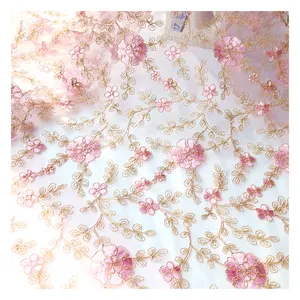 New arrival polyester mesh ribbon embroider fabric for evening