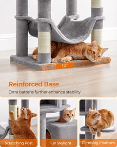 Factory Custom Modern Luxury Large Light Gray Plush <strong>Cat</strong> Climbing Scratching Tree Condo With Scrapers and Bed - Product Image 5