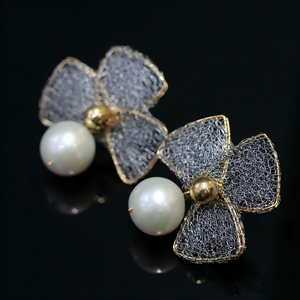 Natural 10-11mm Edison Pearl Clover <b>Earrings</b> US 14K Gold Filled Italian Lace Jewelry Near Round High Luster <b>Fine</b> <b>Earrings</b> - Product Image 1