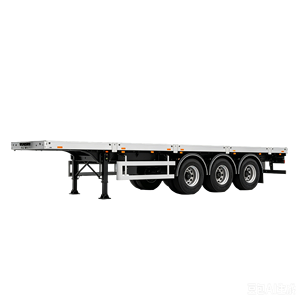 Used Flat Bed Truck 3 Axle 40 Feet 40ft Container Flatbed Semi <strong>Trailer</strong> for Sale - Product Image 2