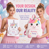 Sac à dos en peluche licorne personnalisé pour fête d'anniversaire, sac à jouets en peluche, sac à dos doux personnalisé, cadeau de vacances OEM ODM