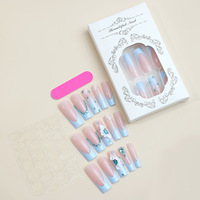 Ongles pré-dessinés en ABS longs et transparents, forme cercueil, effet blanchissant, avec diamants étincelants – Meilleures ventes