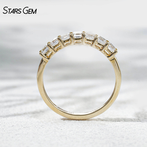 StarsGem ทองคำแท้ 10K ชุบโรเดียม ประดับเพชร 7 เม็ด น้ำหนักรวม 0.96 กะรัต ขนาด 2.8x2.8 มม. รูปทรง Asscher เพชรเพาะเลี้ยงในห้องปฏิบัติการ ดีไซน์คลาสสิกเจ็ดเม็ด สำหรับโอกาสครบรอบ - Product Image 2