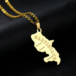 Offre Spéciale Plaqué Or <span class=keywords><strong>Martinique</strong></span> Carte Pendentif Collier Chaîne Carte Collier Cadeau De Mode Pour Couple - Product Image 1
