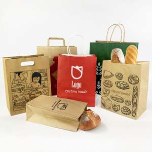 Sacs d'emballage à emporter de haute qualité, écologiques, imperméables, avec impression de logo, biodégradables, sacs en papier kraft pour fruits et aliments - Product Image 1