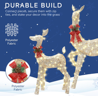 Ensemble de 3 grands cerfs de Noël pré-éclairés à LED, imperméables, pour décoration extérieure de jardin, 60 pouces, décorations lumineuses de Noël