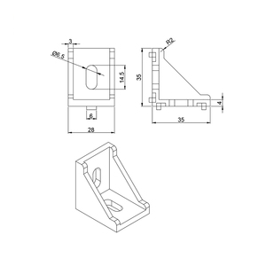 Trung Quốc Nhà sản xuất 1003 30*30 mét 30x30 mét 3030a-6 Die Cast bên trong khung góc cho nhôm hồ sơ Kệ Robot TV Wall Mount - Product Image 6