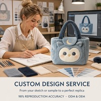 Sac fourre-tout en peluche personnalisé Lune Étoile Hibou, Sac à main animalier de dessin animé OEM&ODM pour cadeau de marque