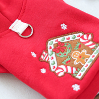 Manteau d'hiver chaud en polaire brodé pour animaux de compagnie, motif maison de pain d'épices de Noël, pour chiens (Dachshund, petits et moyens) et chats