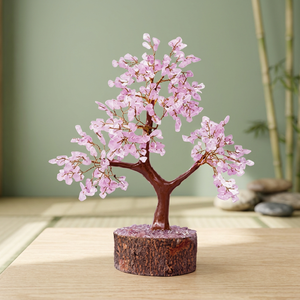 Árbol de Navidad Decorativo de Cristal de Citrino Hecho a Mano con 300 Cuentas, Planta de la Fortuna Feng Shui, Gema Amarilla, Bonsái de Cuentas - Product Image 4