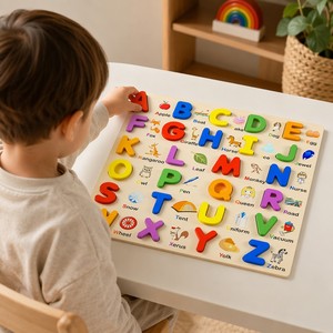 Puzzle 3D in Legno Personalizzato con Alfabeto e <span class=keywords><strong>Numeri</strong></span>, Gioco Educativo Montessori per Bambini, Vendita all'Ingrosso - Product Image 3