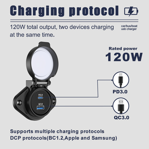 Nhà Máy công suất cao 100W PD Loại-C ổ cắm + QC3.0 USB ổ cắm điện nhanh chóng sạc xe Ổ cắm điện - Product Image 5