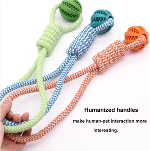 Küçük hayvanlar için lüks çevre dostu naylon pamuk halat çiğnemek oyuncak dayanıklı TPR kauçuk topu diş dayanıklı sızdıran sevimli - Product Image 6