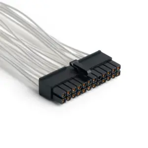 24Pin Interface Custom Sleeved Psu Cabos Transparente Cobre Estanhado Cabo de Alimentação