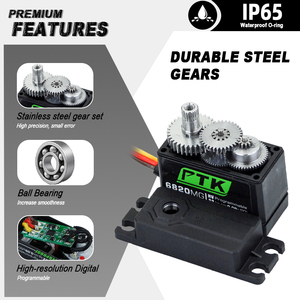 Ptk 6820 מ ג כל-מתכת הילוך 20 ק "ג במהירות גדולה-מומנט סרוו מנוע <span class=keywords><strong>Rc</strong></span> מודל קבוע-כנף יוניסקס 14 שנים & למעלה - Product Image 4