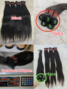 Letsfly - Paquetes de Cabello Humano Liso de 28 Pulgadas, Grado 9A, 100% Cabello Humano, 260 Gramos/Paquete, en Existencia, Extensiones de Cabello Humano Brasileño - Product Image 2