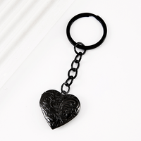 Ywyougang Porte-clés Cœur Gravé 4 Couleurs, Cadre Photo Ouvrable, Pendentif Amour en Acier Inoxydable, Cadeau