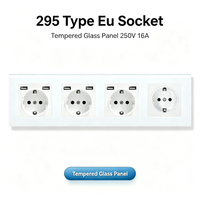 Prise murale électrique UBARO série M, 4 prises EU 16A 250V avec 6 ports USB, panneau en verre trempé blanc, 295 mm