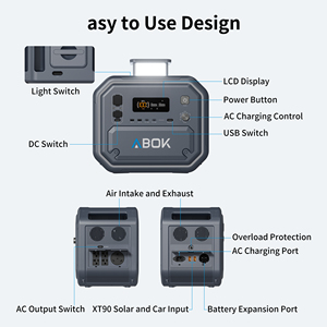 ABOK 2500W Portable Power Station EU US Warehouse Fast Shipping LiFePO4 Solar <b>Generator</b> Pure Sine Wave MPPT for <b>Camping</b> RV - Product Image 5