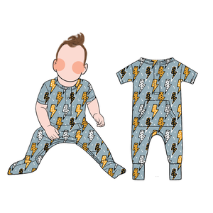 Romper Bayi Lengan Pendek Musim Panas, Penjualan Langsung Pabrik, Kantong Samping Depan Besar, Bahan Bambu Sejuk dan Bernapas, Set Romper Bayi - Product Image 6
