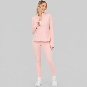 Ensemble de vêtements de yoga pour femmes <span class=keywords><strong>LULUS</strong></span>, 2 pièces, motif uni, veste de jogging avec pantalon évasé, fermeture élastique à la taille, tenue de fitness d'automne - Product Image 3