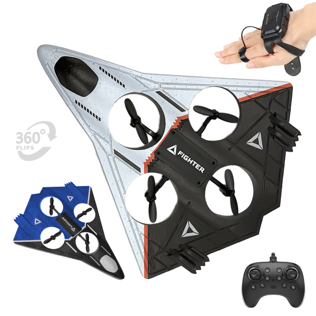 AiJH 6-Axis Gyroscope RC Plane Fighter Jet with Watch Remote Gravity Sensor Glider Jet 360° Flip EPP Rc Airplane Toys