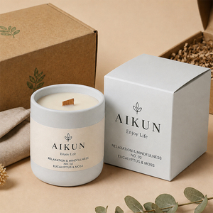 เทียนหอมเซรามิกไส้ไม้สีฟ้าพาสเทล ผลิตโดย AIKUN สำหรับห้องน้ำ สตูดิโอโยคะ หรือเป็นของขวัญ - Product Image 2