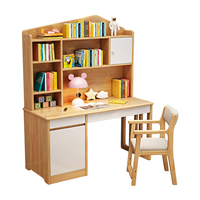 Offre Spéciale : Ensemble Bureau Informatique en Bois Massif au Design Moderne, Gain de Place pour Chambre d'Enfant, Combinaison Bibliothèque et Chaise