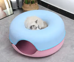 Hot Selling Double Layer Removable Donut Felt Cave Tunnel Cat Nest
