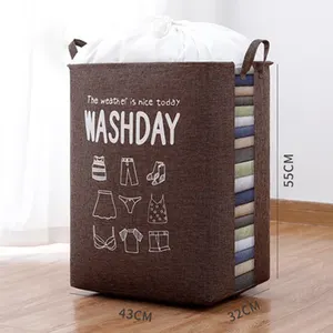 Ff239 cesta de algodão para roupas, saco de armazenamento de roupas, brinquedo, grossa, de tamanho grande, cesto de lavanderia livre, dobrável