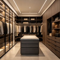 Organisateur de dressing intégré moderne en forme de U, armoire de rangement autoportante en bois écologique pour chambre à coucher