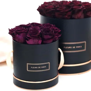 高品质奢华硬巧克力纸板盒情人节玫瑰圆形花盒