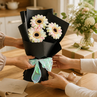 5 Buah Buket Bunga Gerbera Daisy Chenille Gradien Pastel Buatan Tangan Bunga Buatan Dekorasi Rumah Hadiah Liburan
